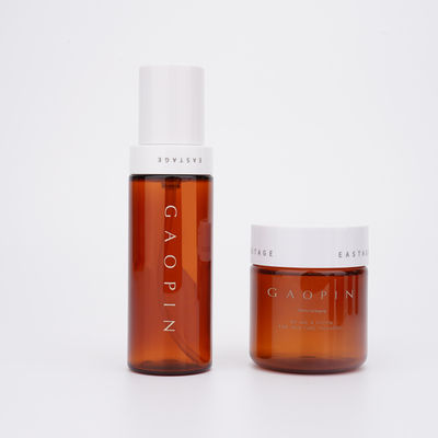 Bottiglia della lozione del toner dell'ANIMALE DOMESTICO dello SGS Amber Cosmetic Plastic Bottles 100ml 80ml con la pompa
